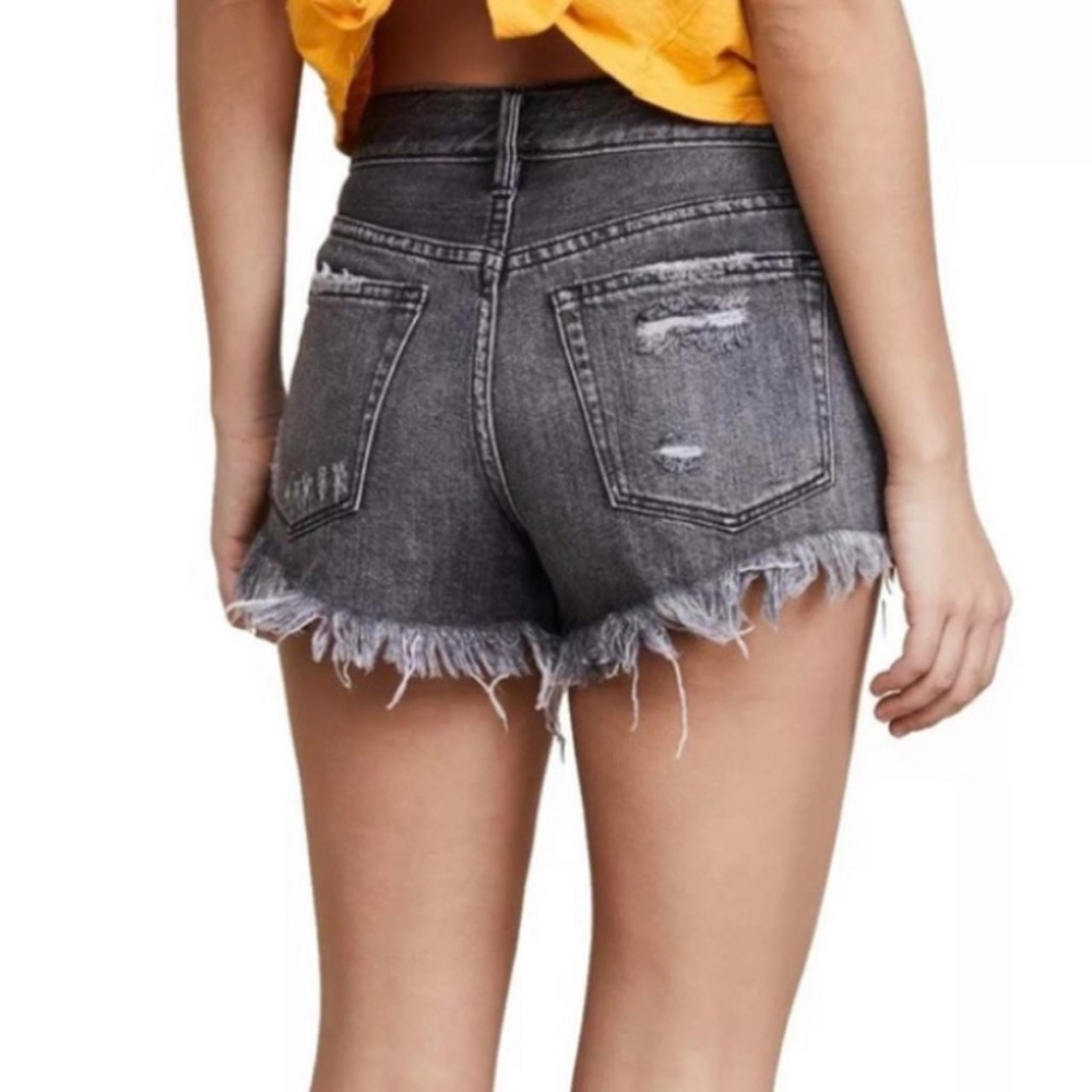 Free people cotton high-rise denim shorts in black